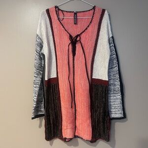 Patchwork boho cottagecore knit mini dress 70s hippie crochet